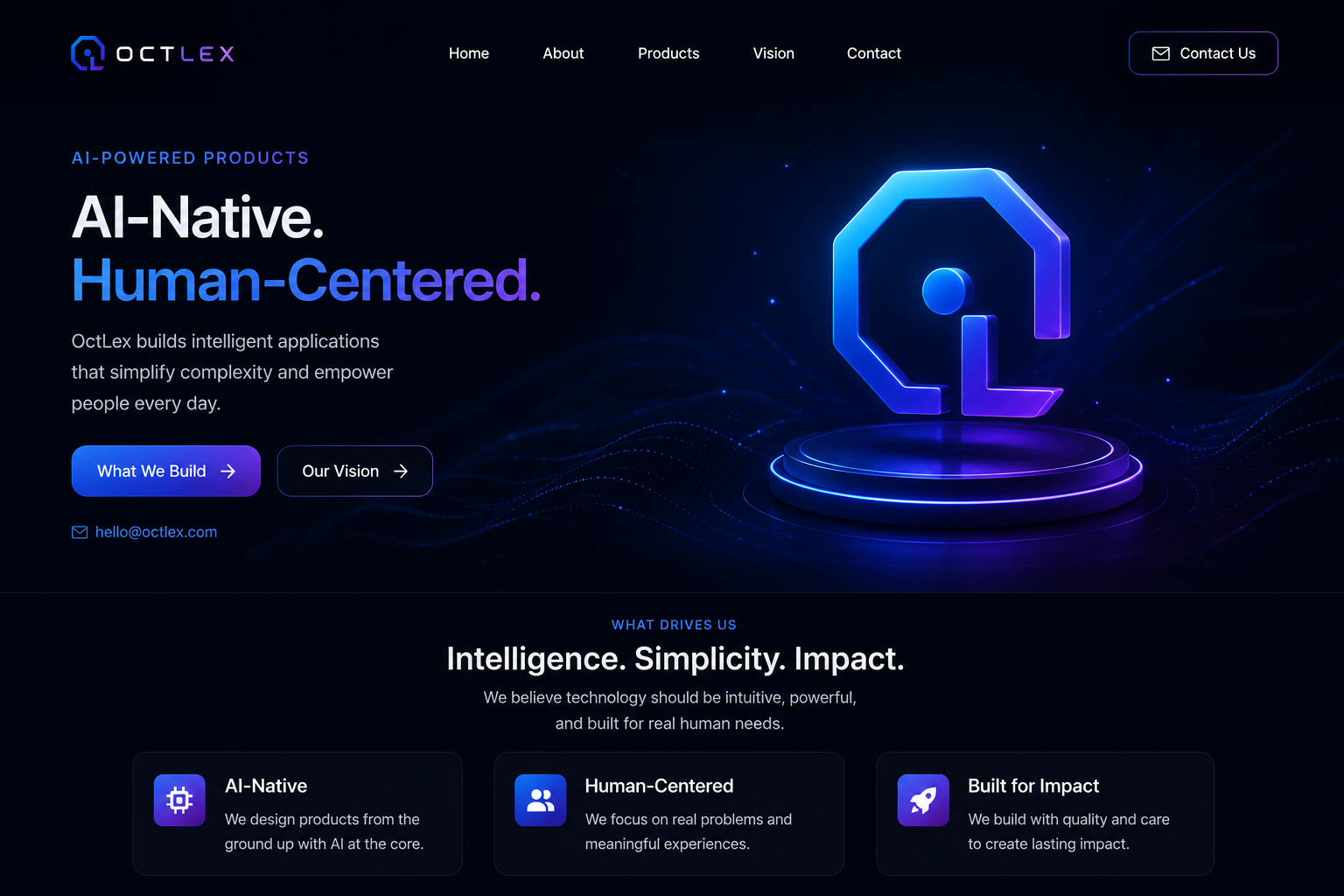 OctLex AI-powered products landing page